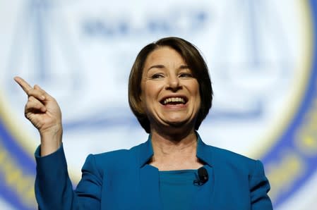 Democratic U.S. Presidential candidate Senator Amy Klobuchar addresses the audience during the Presidential candidate forum at the annual convention of the National Association for the Advancement of Colored People (NAACP), in Detroit,