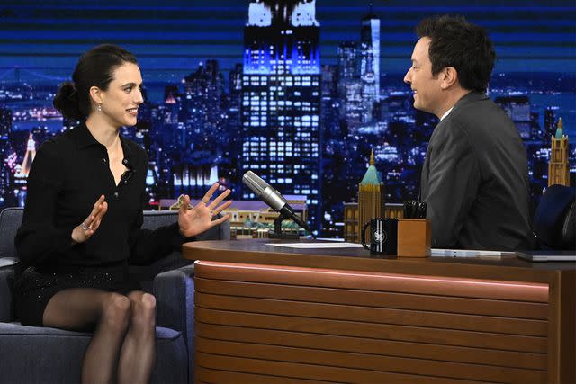 <p>Todd Owyoung/NBC via Getty</p> Margaret Qualley on <em>The Tonight Show Starring Jimmy Fallon</em> Sept. 24, 2024