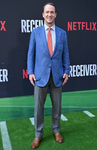 <p>Axelle/Bauer-Griffin/FilmMagic</p> Peyton Manning at the 'Receiver' premiere in Los Angeles on July 09, 2024