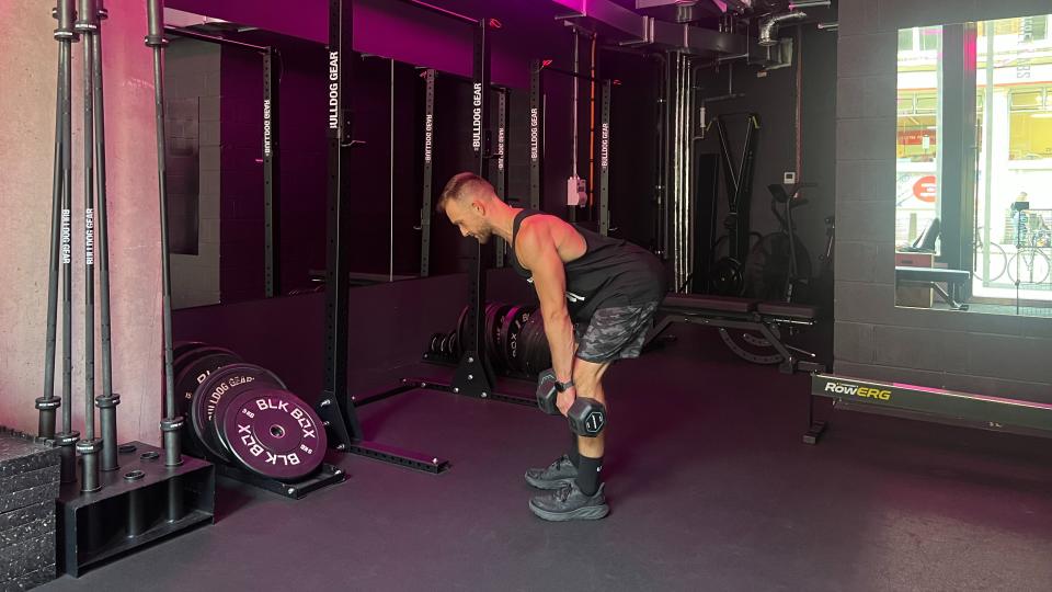 Man doing a Romanian deadlift