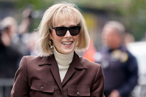 PHOTO: E. Jean Carroll arrives at Manhattan federal court, May 9, 2023, in New York. (John Minchillo/AP, FILE)