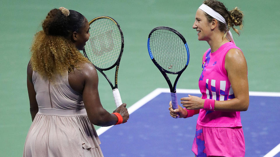 Serena Williams, pictured here congratulating Victoria Azarenka after their US Open semi-final match.