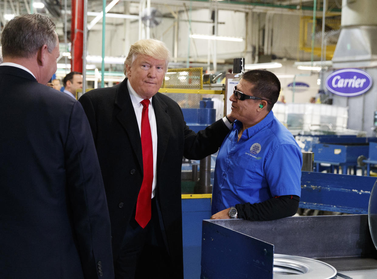 President-elect Trump tours the Carrier facility in Indiana. Source: AP