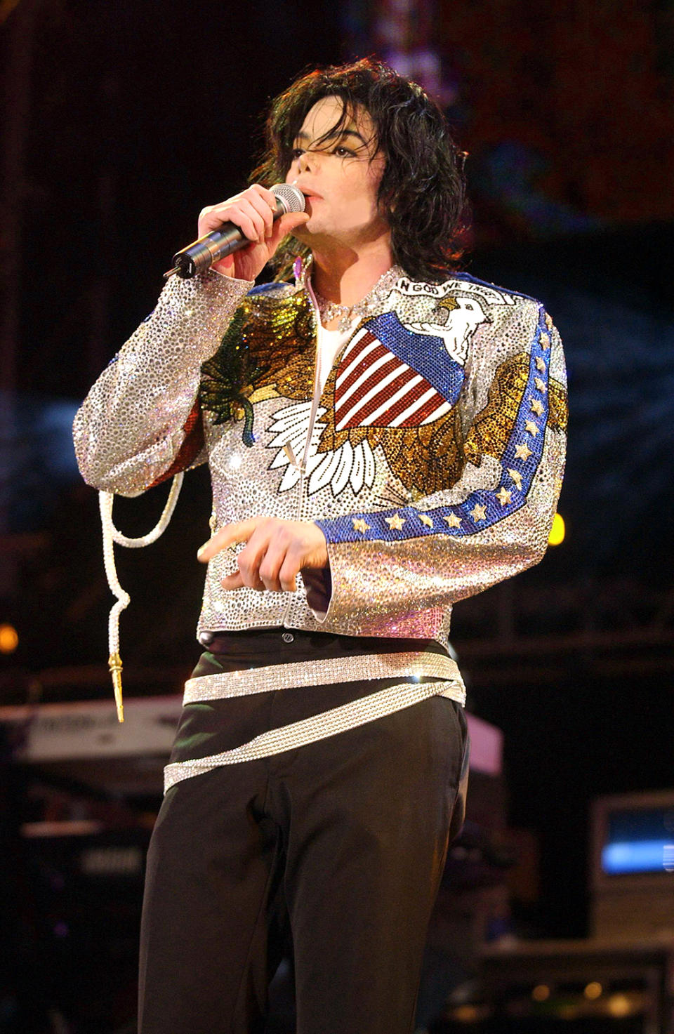 Michael Jackson performs during United We Stand Concert – Show at the RFK Stadium in Washington DC, .