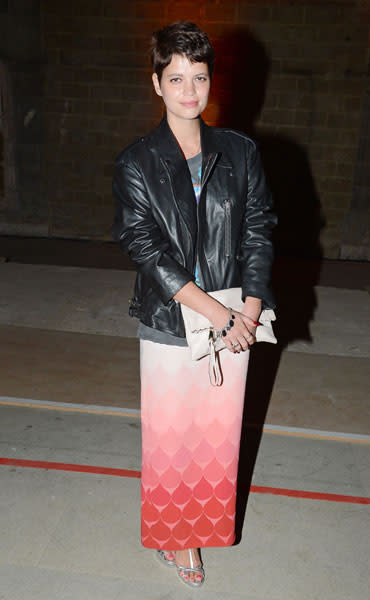 <b>Pixie Geldof</b><br><br>Peaches Geldof's younger sister made a stylish appearance at the Jonathan Saunders, Fantastic Man & Selfridges London Collections Dinner in a printed skirt and leather jacket.<br><br>All images © Rex