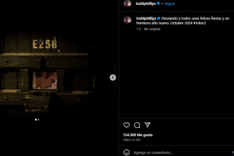 El director del film brindó nuevos adelantos (Foto Instagram @toddphillips)