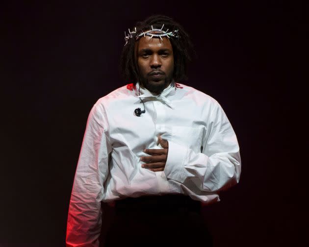 Kendrick Lamar performs at the Glastonbury Festival in Worthy Farm, Somerset, England, Sunday, June 26, 2022. (AP Photo/Scott Garfitt) (Photo: via Associated Press)