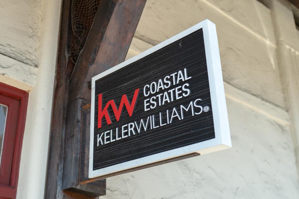 Close-up of sign for Keller Williams Coastal Estates realty branch in downtown Carmel, California, September 5, 2021. Photo courtesy Sftm. (Photo by Gado/Getty Images)