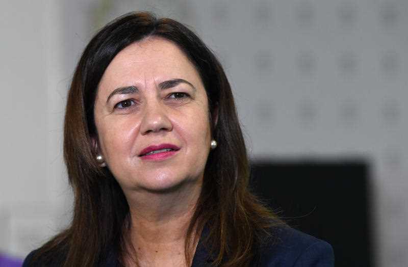 Queensland Premier Annastacia Palaszczuk is seen during a visit to the Surgical, Treatment and Rehabilitation Service (STARS) at Herston in Brisbane.