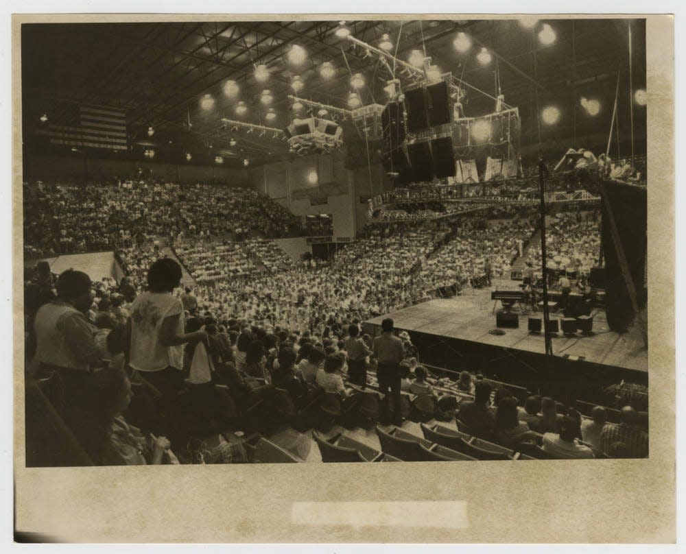 A crowd of just over 6,000 fans waiting for the Oak Ridge Boys to play at Southwest Missouri State University in 1982.
