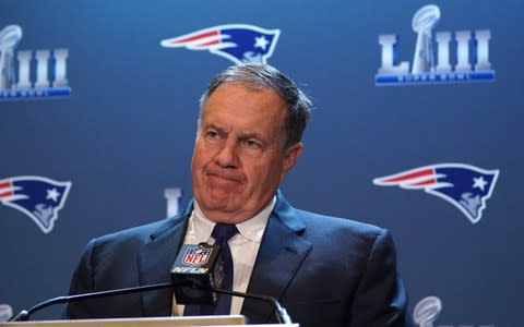 New England Patriots head coach Bill Belichick speaks during a media availability at the Super Bowl Media Center at the World Congress Center in Atlanta, Georgia January 31, 2019. - The New England Patriots will meet the Los Angeles Ram at Super Bowl LII on Feb 3, 2019 - Credit: Getty