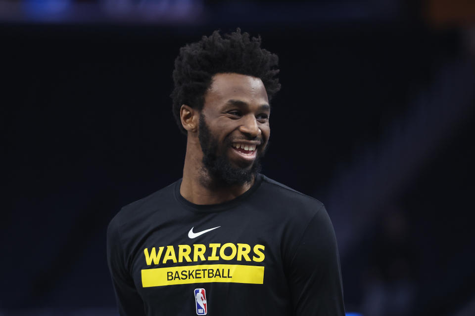 SAN FRANCISCO, CALIFORNIA - FEBRUARY 13: Andrew Wiggins #22 of the Golden State Warriors warms up before the game against the Washington Wizards at Chase Center on February 13, 2023 in San Francisco, California. NOTE TO USER: User expressly acknowledges and agrees that, by downloading and/or using this photograph, User is consenting to the terms and conditions of the Getty Images License Agreement. (Photo by Lachlan Cunningham/Getty Images)