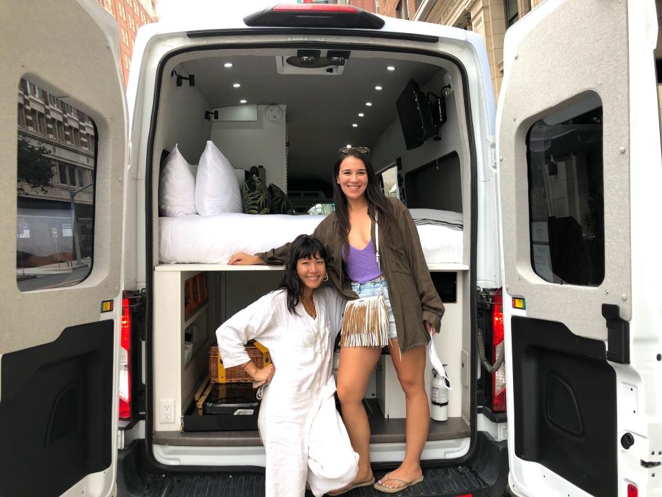 Anneta and Kristen with Camp Hox Van