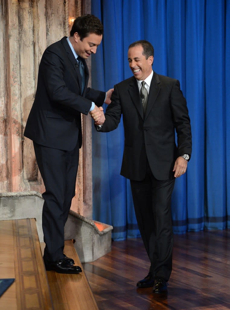 Seinfeld (right) recalled that “the greatest night” with the actor was the night they “got drunk having dinner.” Getty Images