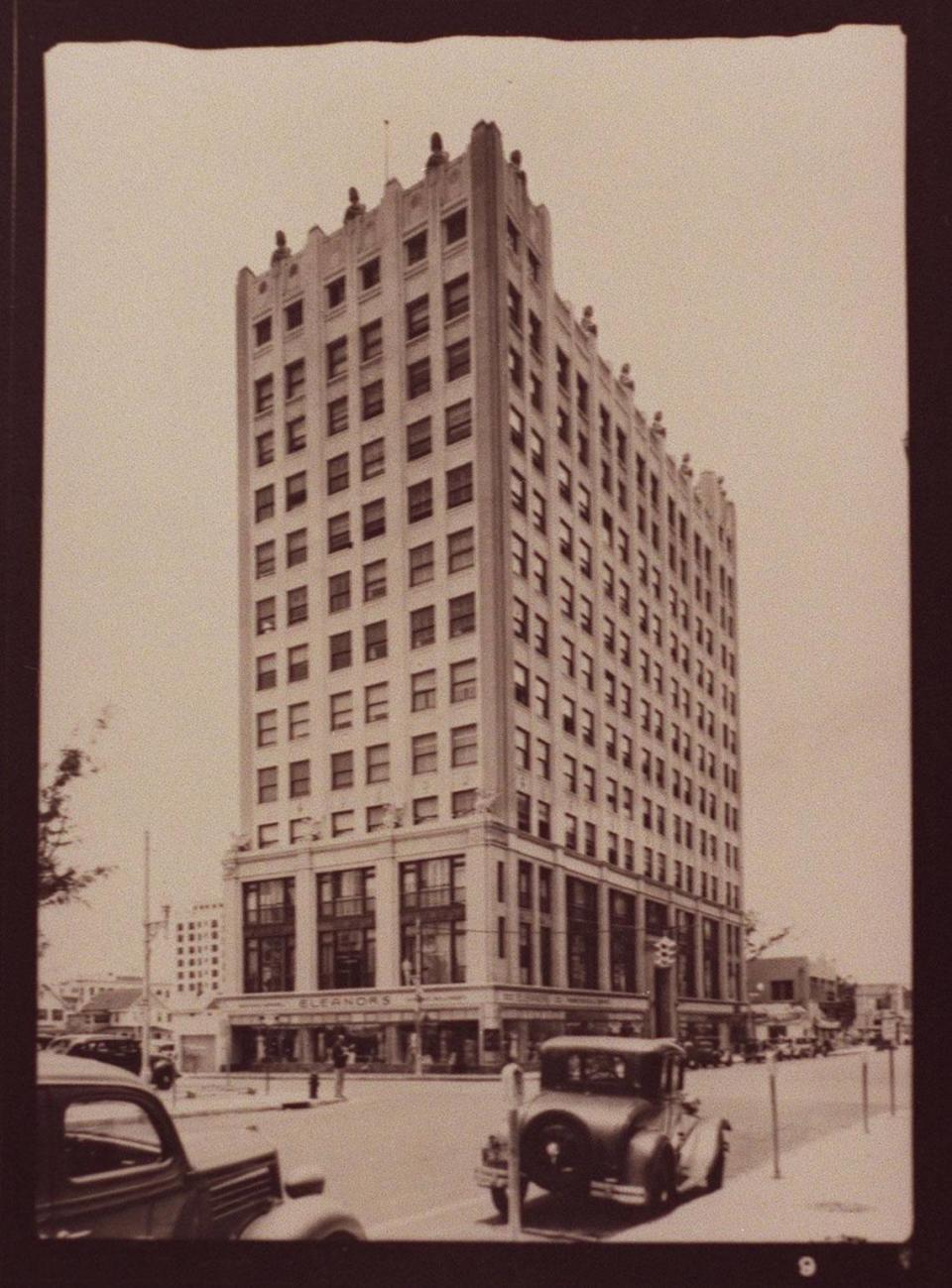 This is a copy of a photo of the Huntington Building in downtown Miami taken on June 12, 1936.