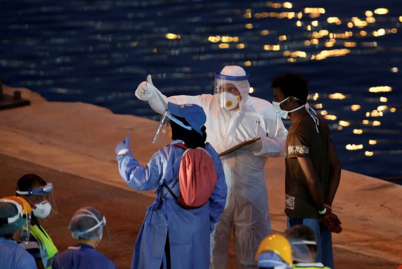 Migrants rescued by Maltese Armed Forces are brought to Malta in Senglea