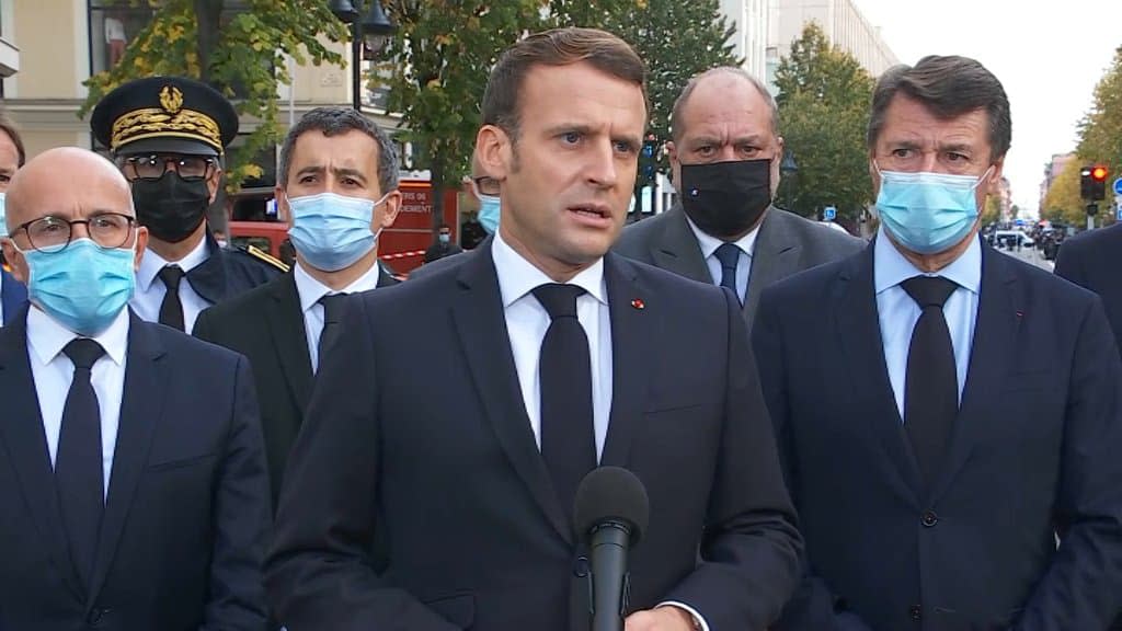 Emmanuel Macron, le 29 octobre 2020 à Nice (Alpes-Maritimes). - BFMTV