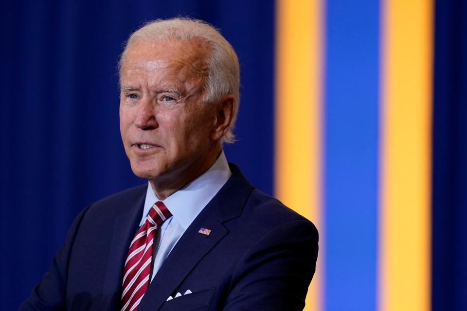 Democratic presidential candidate former Vice President Joe Biden speaks during a Hispanic Heritage Month event, Tuesday, Sept. 15, 2020, at Osceola Heritage Park in Kissimmee, Fla. (AP Photo/Patrick Semansky) ORG XMIT: FLPS159