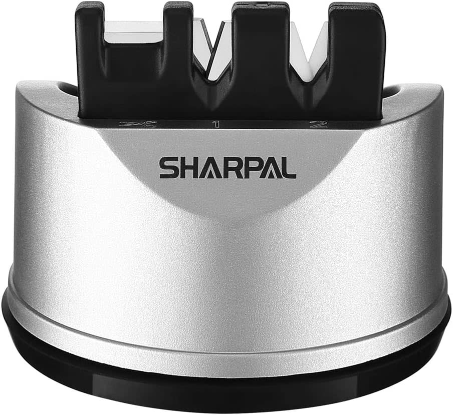 SHARPAL 191H Afilador de cuchillos y tijeras de chef de cocina para cuchillos rectos y dentados, herramienta de afilado de cuchillos de 3 etapas que ayuda a reparar y restaurar las cuchillas/Amazon.com.mx