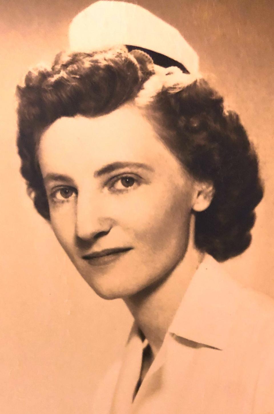 Betty Beecher, 99, of Weymouth, was delighted to see this photo of herself in the 1940s when she graduated from nursing school and became a registered nurse.