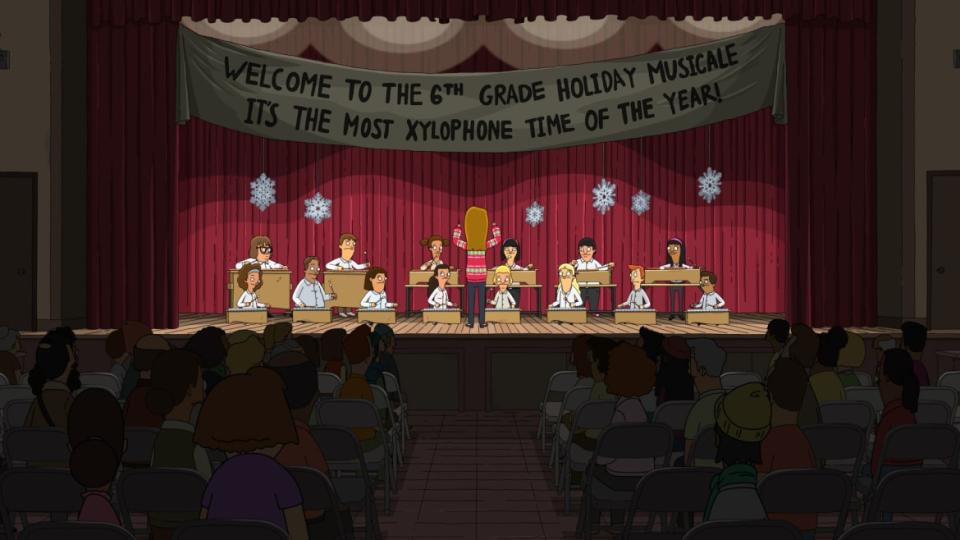 <div class="inline-image__caption"><p>Bob and Linda try to attend all three kids’ holiday performances at the same time in “The Plight Before Christmas” episode of <em>Bob’s Burgers</em> airing Sunday, Dec 11 on FOX. </p></div> <div class="inline-image__credit">Fox</div>