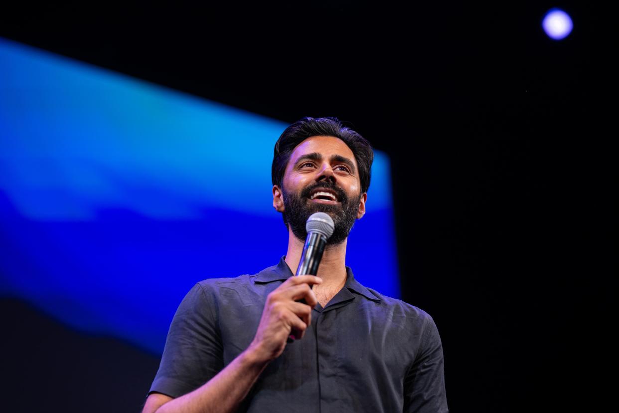 Comedian Hasan Minhaj performs April 25, 2024, at the Morris Performing Arts Center in South Bend as part of the University of Notre Dame's IDEA Week.