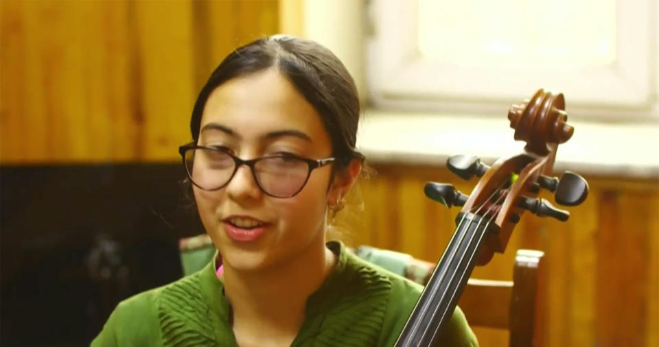 Image: Meena Karimi, a 16-year-old student at the Afghanistan National Institute of Music in Kabul.