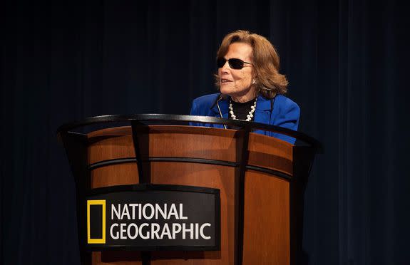 Sylvia Earle speaks at "The Ocean in 2050" forum  at National Geographic Museum in Washington, May 14, 2015.