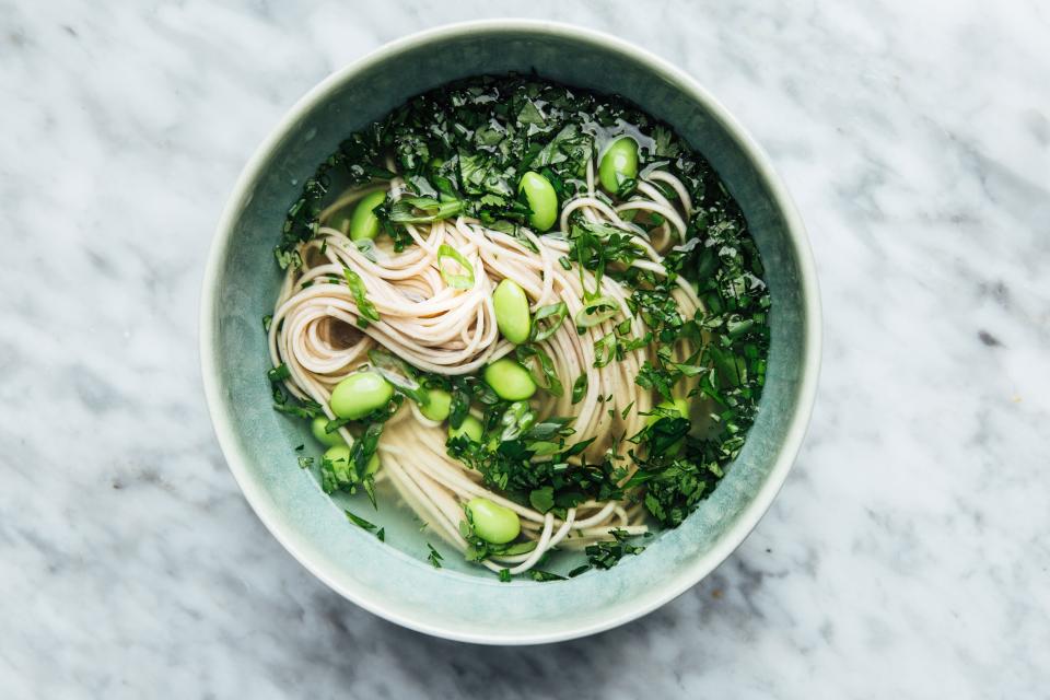 Green Miso Soup With Soba