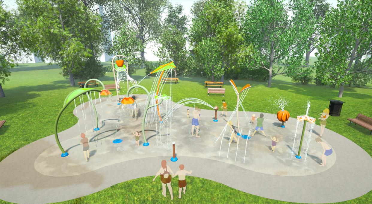 An artist rendering of the Jake Roberson Memorial Splash Park, which is in the works for Wampler Park, 1818 Main Ave. W, Massillon. The goal is to have the venue operational by this summer.