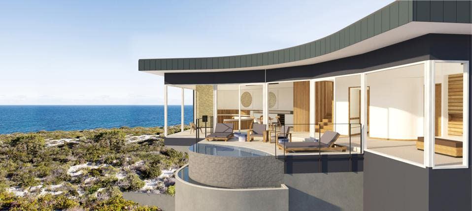 The Osprey Suite at Southern Ocean Lodge in Australia has views over the South Ocean