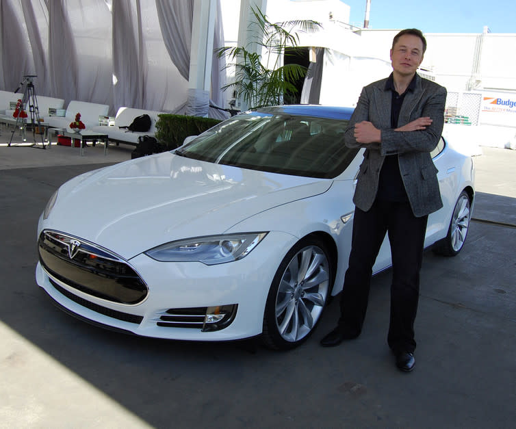 <span class="caption">Musk standing in front of a Tesla Model S in 2011.</span> <span class="attribution"><span class="source">Maurizio Pesce from Milan, Italia - Elon Musk, Tesla Factory, Fremont (CA, USA)</span>, <a class="link " href="http://creativecommons.org/licenses/by-sa/4.0/" rel="nofollow noopener" target="_blank" data-ylk="slk:CC BY-SA;elm:context_link;itc:0;sec:content-canvas">CC BY-SA</a></span>