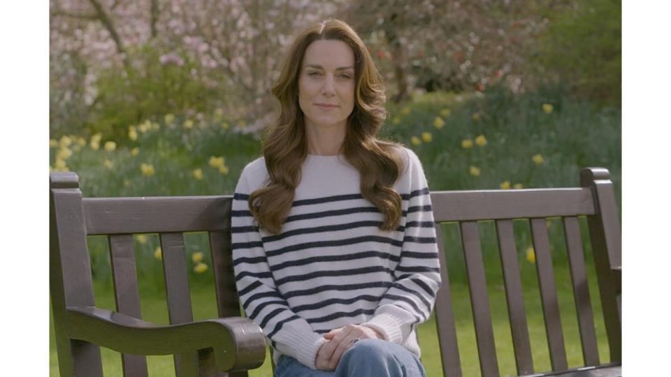 Kate Middleton wearing Breton top and jeans to announce cancer diagnosis 