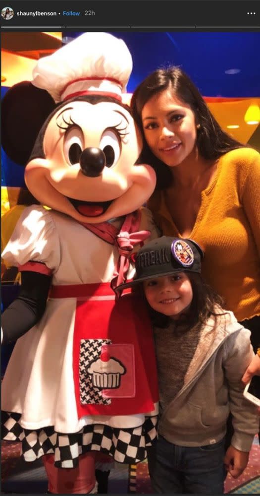 Shaunyl Benson (R) and son Johnny with Minnie Mouse | Shauny Benson/ Instagram