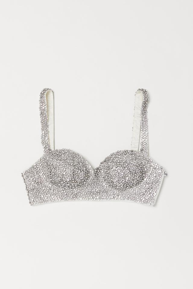 Silver Glitter Underwire Bralet, Tops