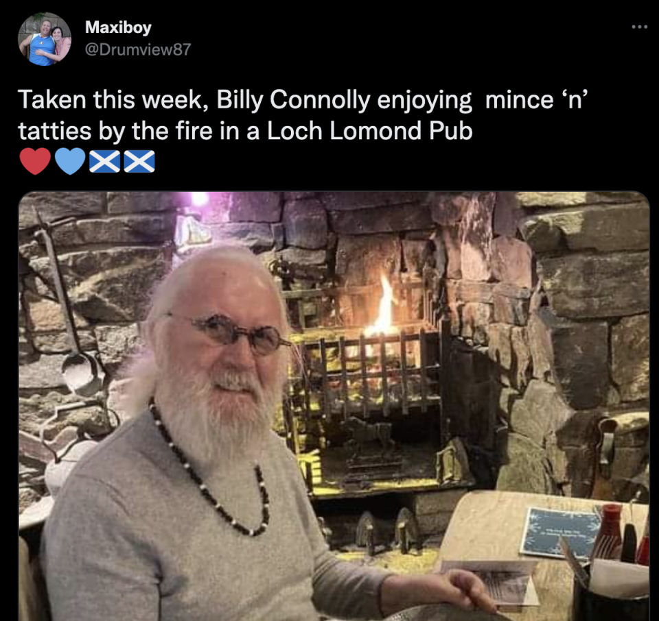 Billy Connolly days before his 80th birthday (Twitter @Drumview87)