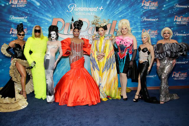 <p>Santiago Felipe/Getty</p> Vanessa Vanjie, Roxxxy Andrews, Gottmik, Angeria Paris VanMicheals, Plastique Tiara, Nina West, Jorgeous and Shannel attend RuPaul's Drag Race All Stars VIP Celebration at the Boom at the Standard on May 9, 2024 in New York City