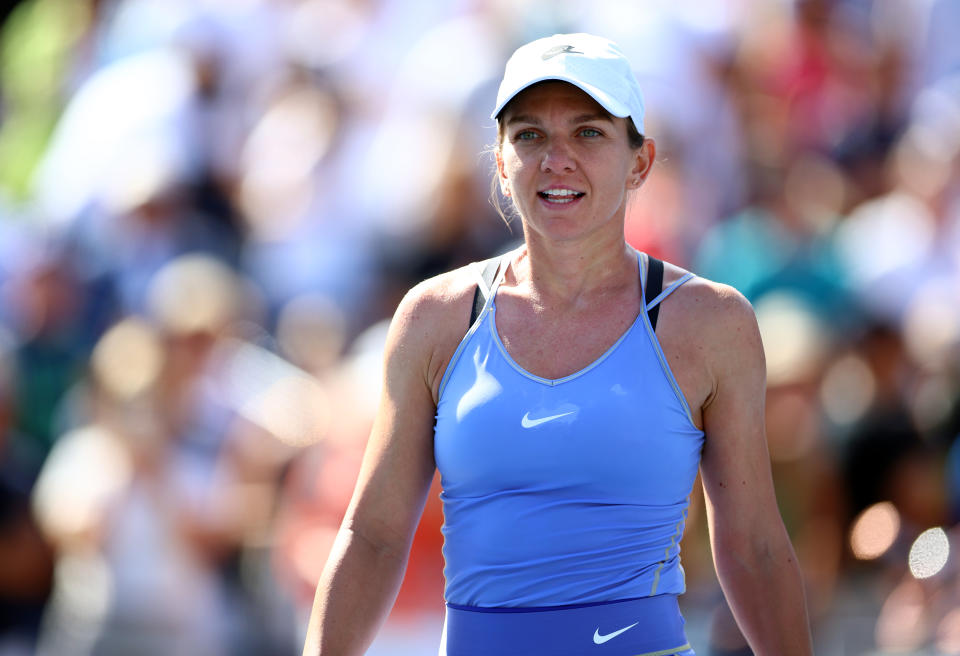 Simona Halep, pictured here after her victory over Beatriz Haddad Maia in the Canadian Open final.