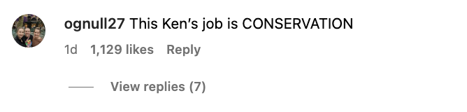 commenter says this ken's job is conservation