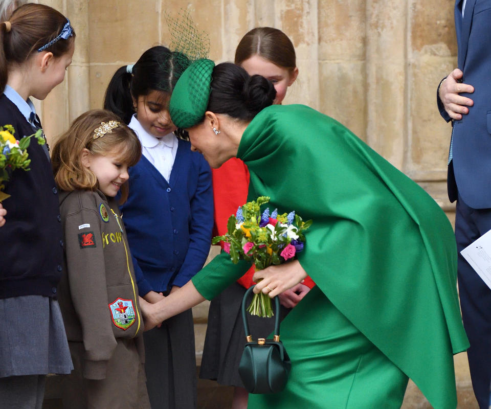 LONDON, ENGLAND - MARCH 09: Meghan, Duchess of Sussex departs after attending the Commonwealth Day Service 2020 at Westminster Abbey on March 09, 2020 in London, England. (Photo by Karwai Tang/WireImage)