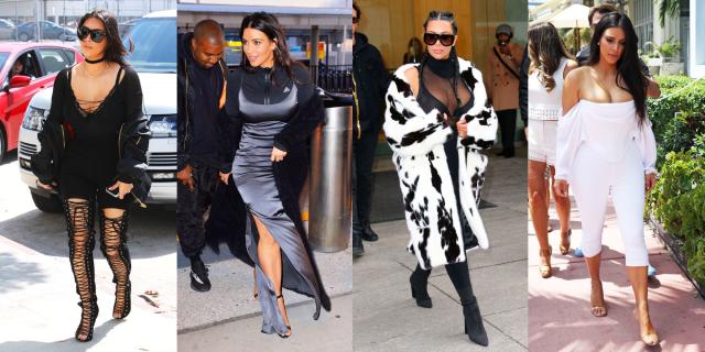 Kim Kardashian Wears Yeezy and a Tan Suede Hermes in New York