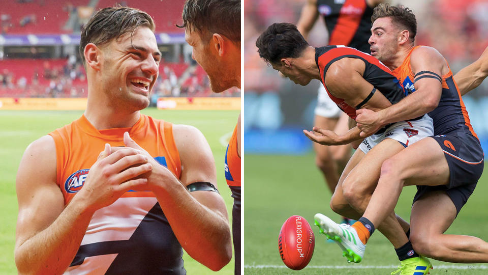 Stephen Coniglio starred against Essendon, whose new recruit Dylan Shiel failed to make an impact against his former Giants teammates. Pic: Getty