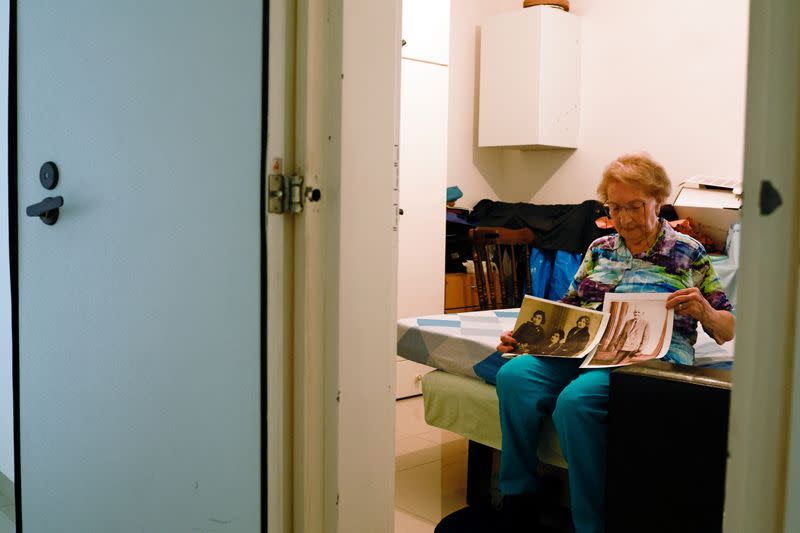 Holocaust survivor, Sarina Blumenfeld, 89, attends an interview in her home in Ashdod