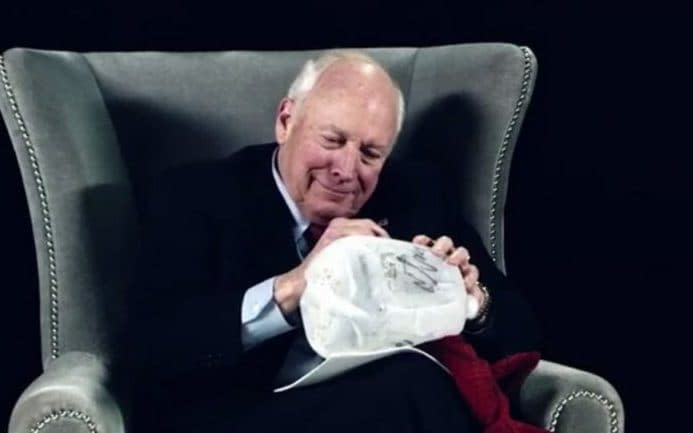 Dick Cheney signs a 'waterboard kit' on Who is America?