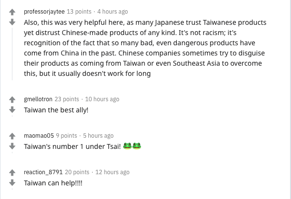 Reddit users also commented “Taiwan Can Help” after the tweet was shared on the platform. (Screengrab from Reddit)