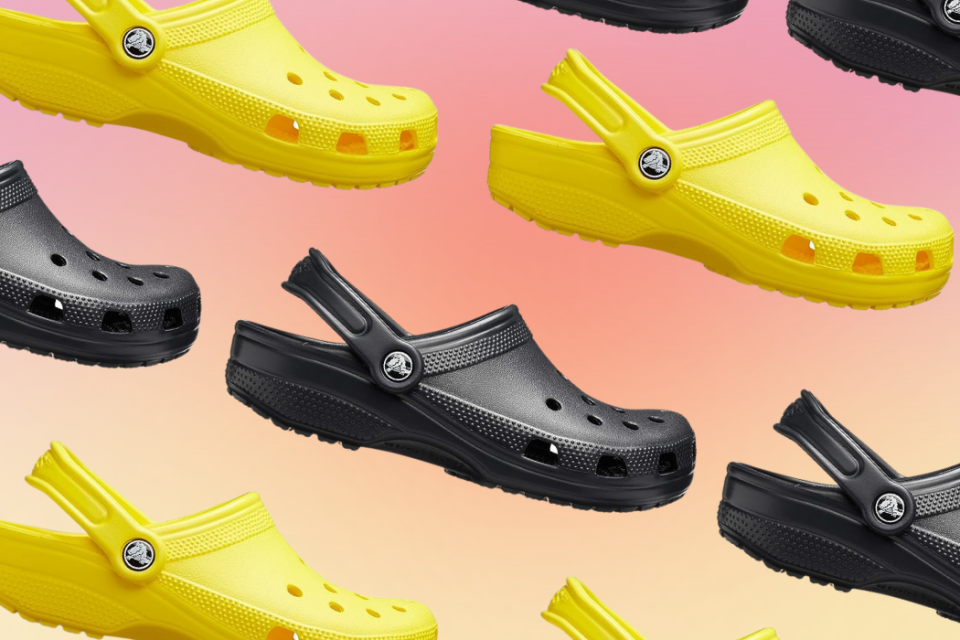 black and yellow crocs