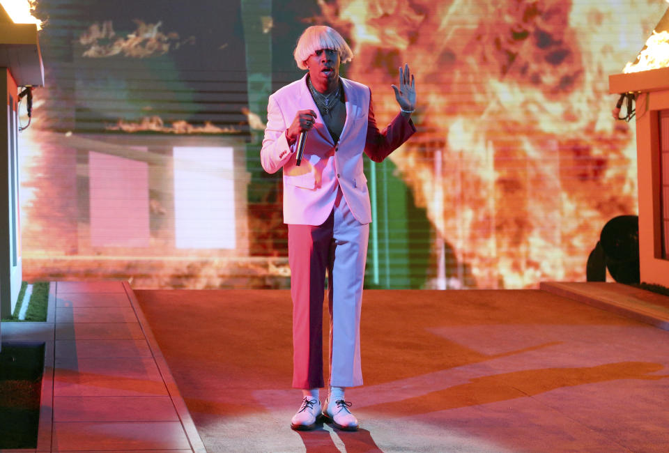 FILE - Tyler, the Creator performs at the 62nd annual Grammy Awards on Jan. 26, 2020, in Los Angeles. The rapper turns 30 on March 6. (Photo by Matt Sayles/Invision/AP, File)