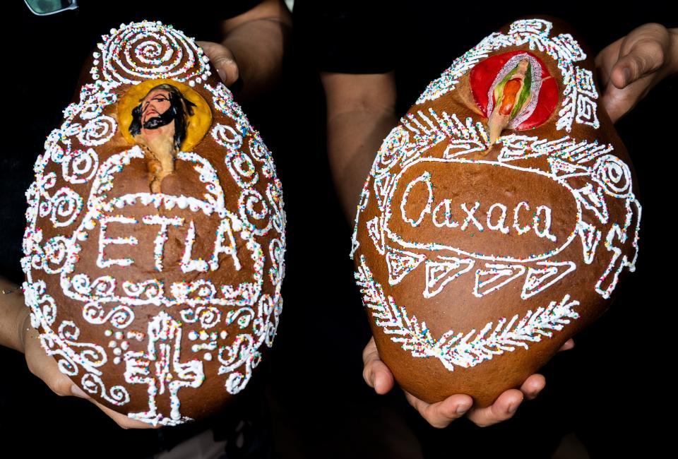 Fresh pan de muerto (bread of the dead), a traditional Mexican sweet bread that's commonly made during Day of the Dead (Día de los Muertos), at La Casa Del Pan bakery on Oct. 23, 2023.