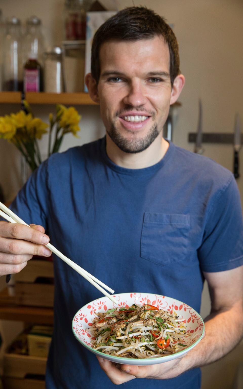 Hop to it, Marcus Leach cooks grasshoppers with bean sprouts - Credit: Heathcliff O'Malley 