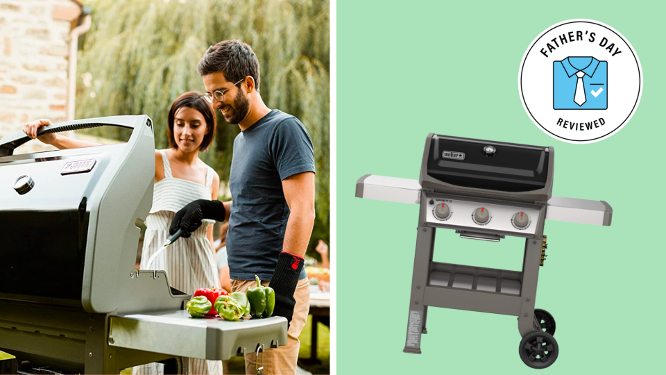 Update dad's outdoor cooking space with this Weber grill, on sale for Father's Day 2023.